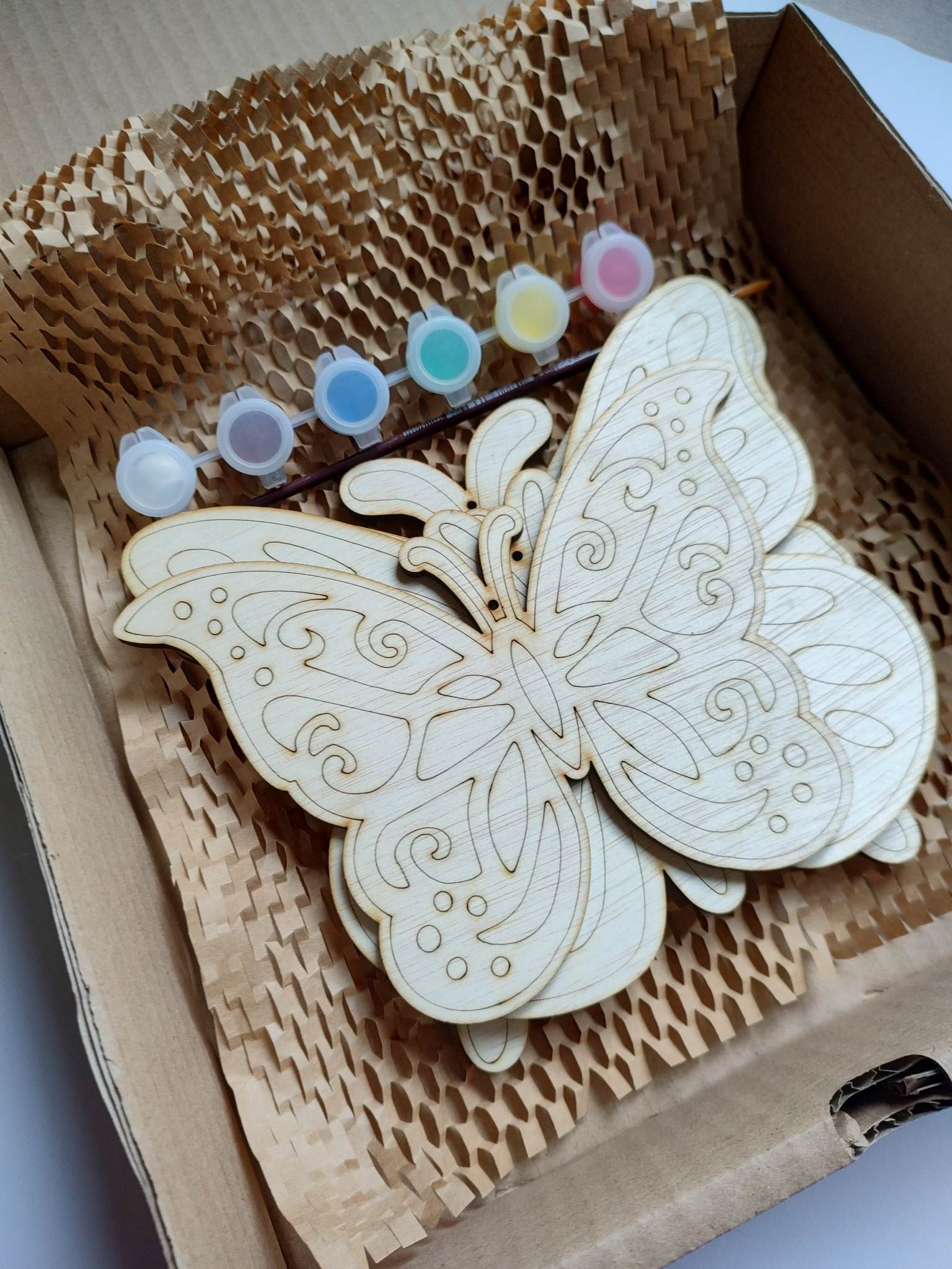 Set creativ fluturi din lemn 20 cm