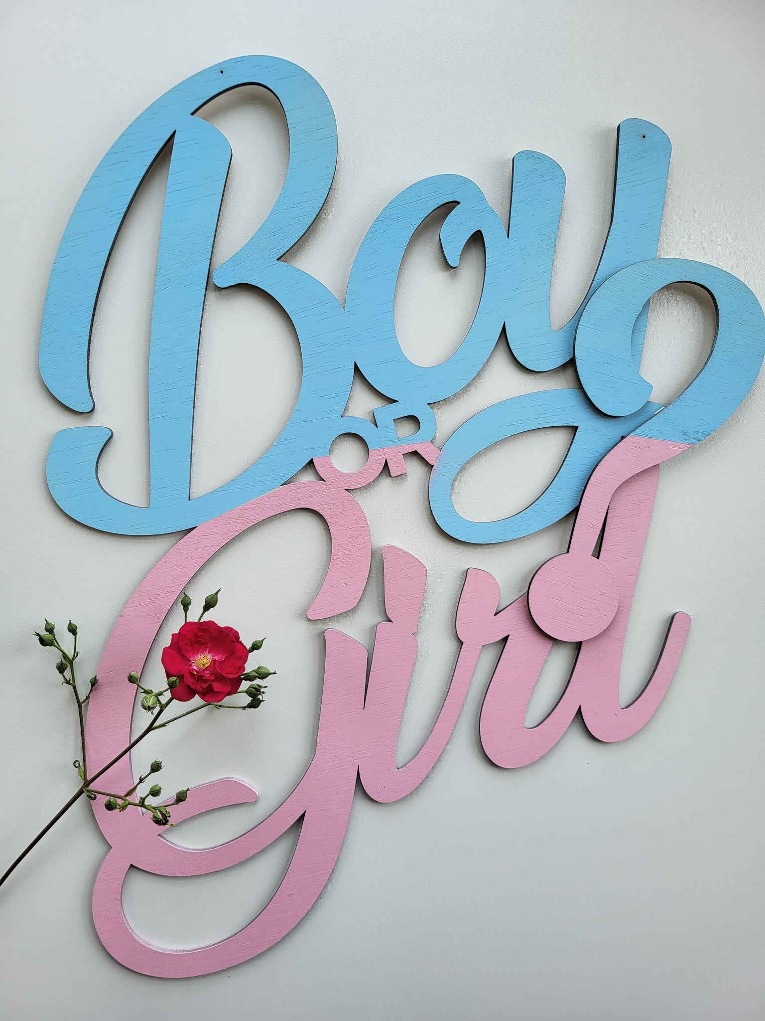 Mesaj decupat personalizat „Boy or Girl” pentru Baby Shower 50x50 cm