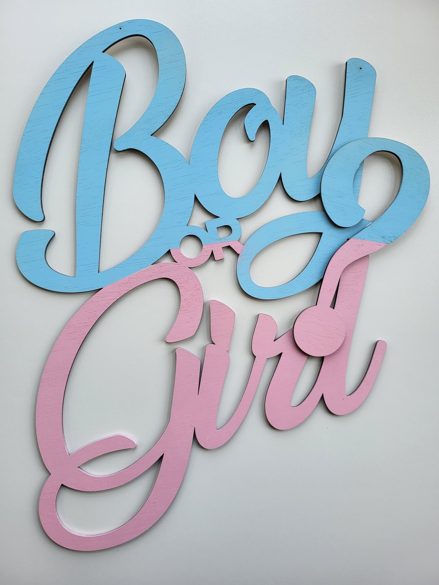 Mesaj decupat personalizat „Boy or Girl” pentru Baby Shower 50x50 cm
