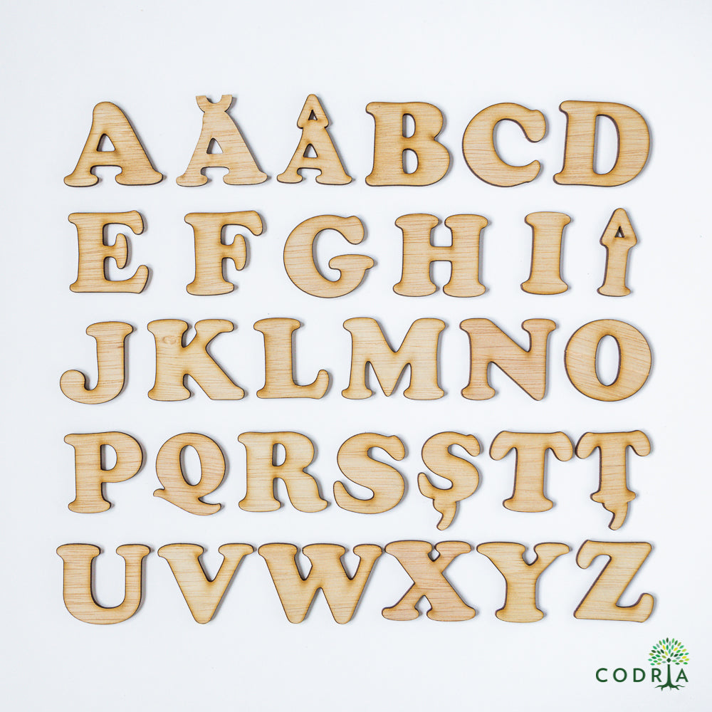 Set alfabet litere mari din lemn