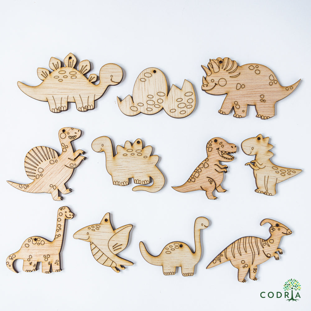 Set 10 figurine din lemn cu dinozauri